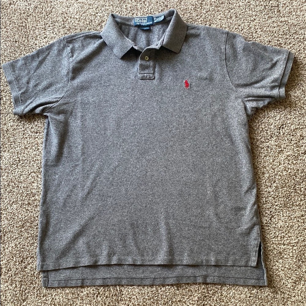 Polo by Ralph Lauren Custom Fit Gray Polo Short Sleeve Shirt for Men. Size XL